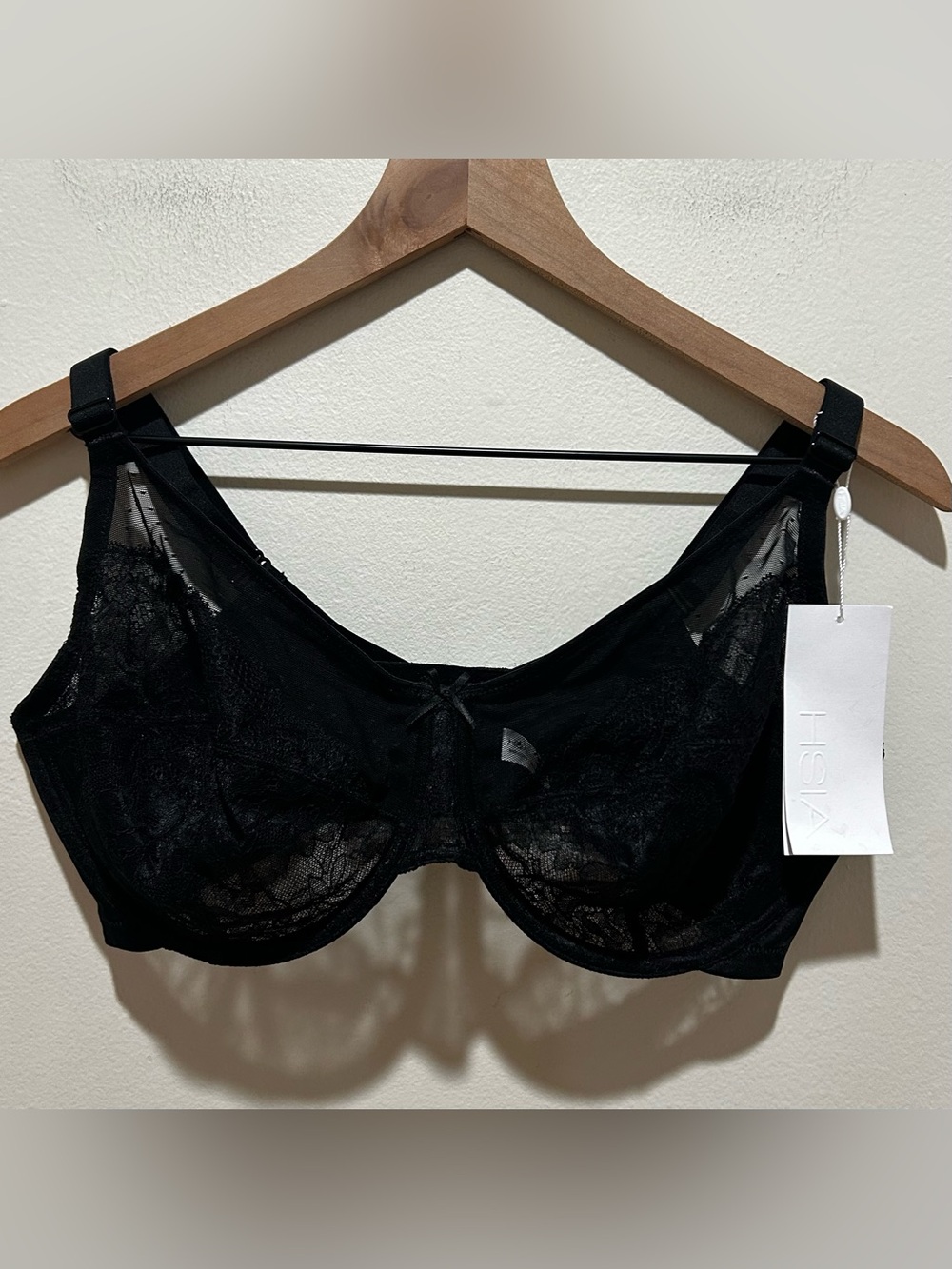 NWT HSIA Black Lace Underwire Bra - Women’s Size 38DDD